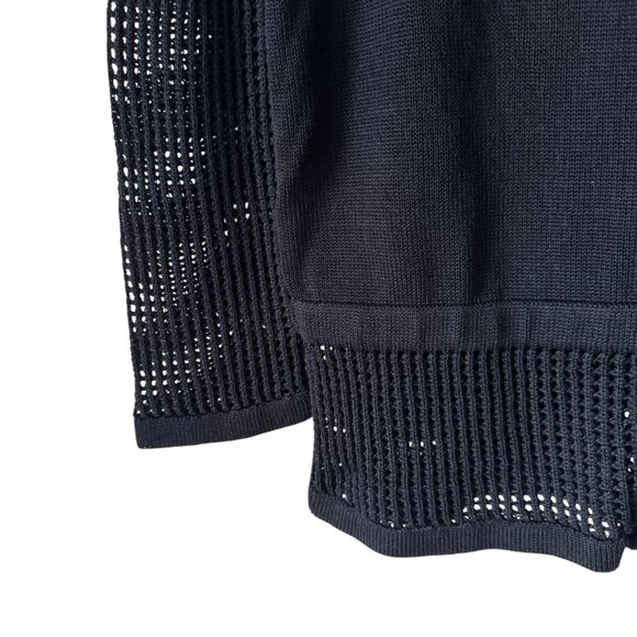 Escada Cardigan Sweater Gold Zipper READ Crochet Open Knit Collar Sleeves Hem - Picture 14 of 16